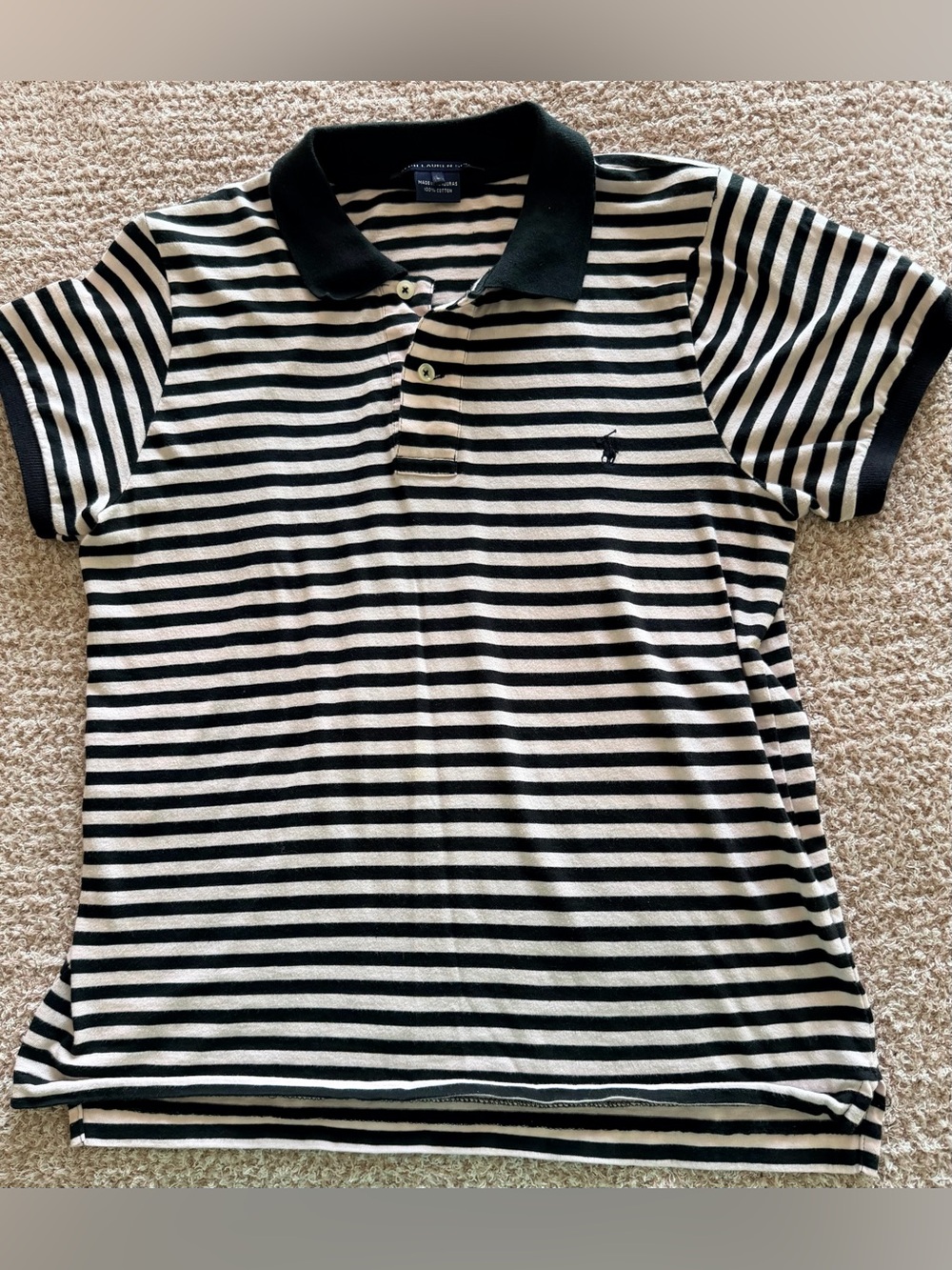 Women’s Polo by Ralph Lauren Black & White Striped Polo Shirt